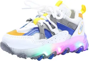 Toddler Boys Girls Light Up Shoes Kids Led Flashing Lightweight Mesh Breathable Running Sneakers with Lace-Up