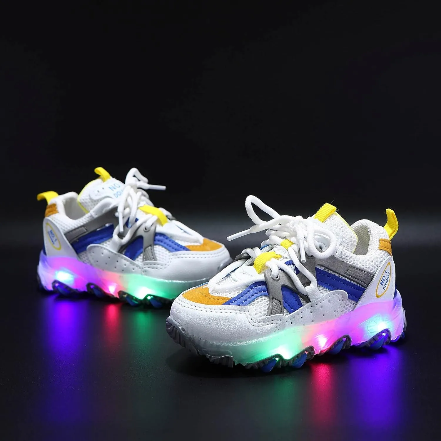 Toddler Boys Girls Light Up Shoes Kids Led Flashing Lightweight Mesh Breathable Running Sneakers with Lace-Up