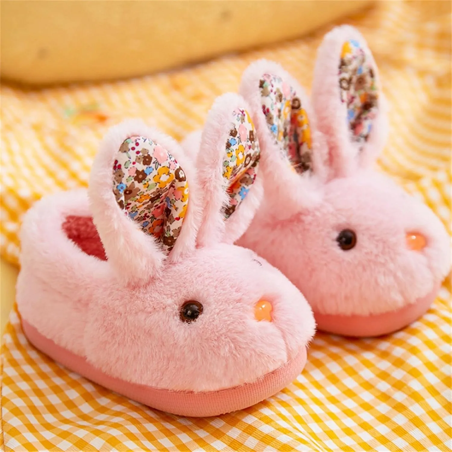 Toddler Girls Boys Home Slippers Fuzzy Warm Winter Indoor Bunny Slipper Kids Flat Lightweight Plush Shoes
