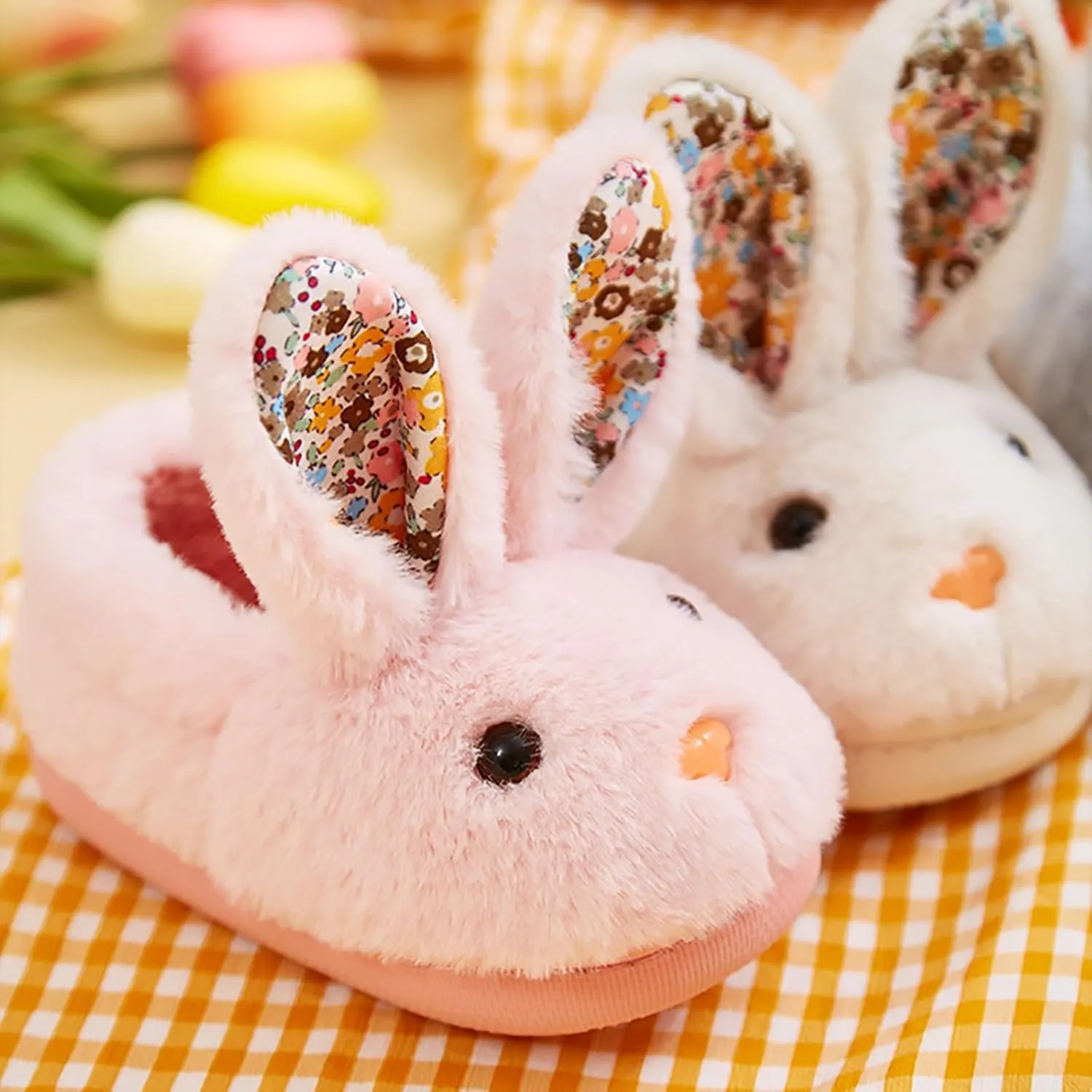 Toddler Girls Boys Home Slippers Fuzzy Warm Winter Indoor Bunny Slipper Kids Flat Lightweight Plush Shoes