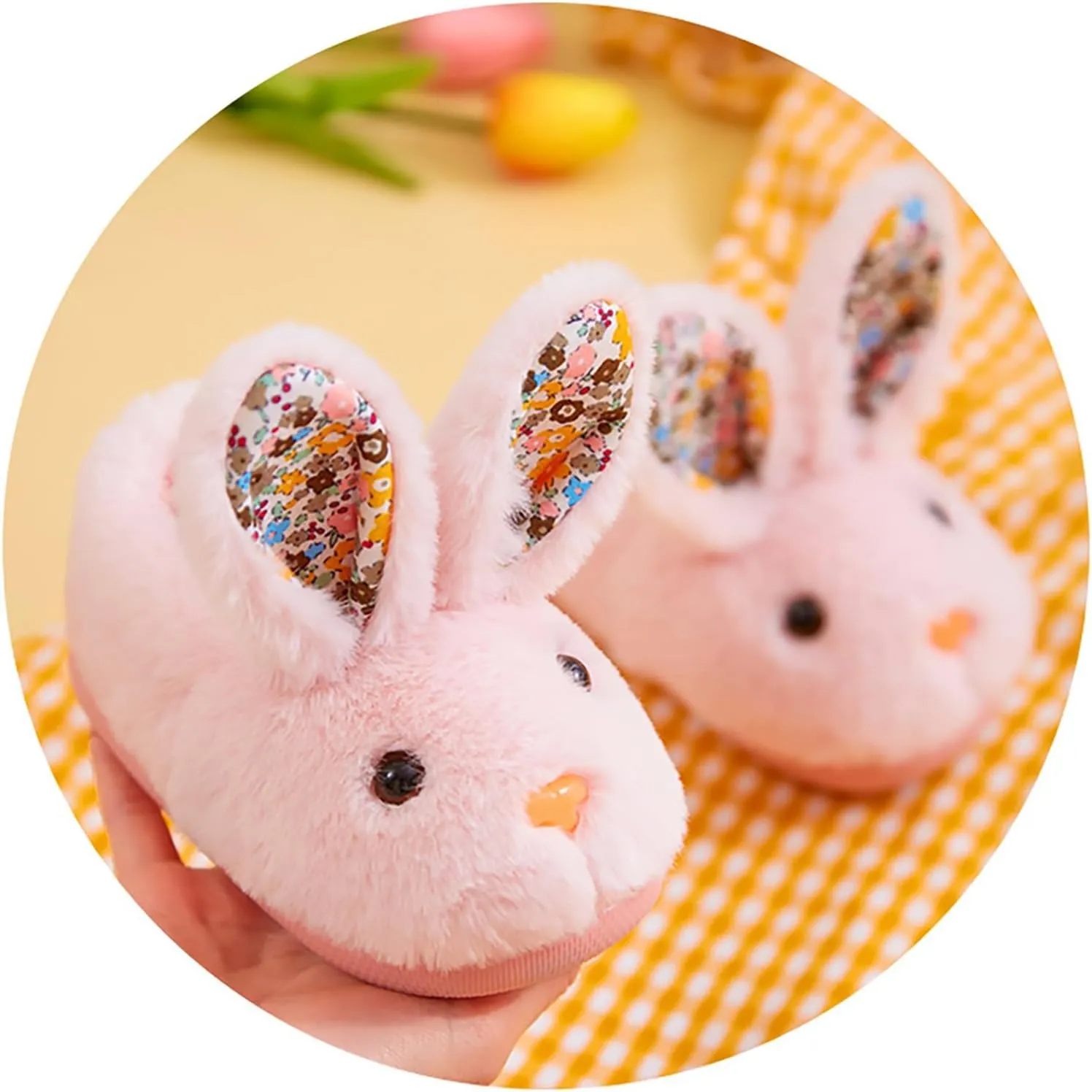 Toddler Girls Boys Home Slippers Fuzzy Warm Winter Indoor Bunny Slipper Kids Flat Lightweight Plush Shoes