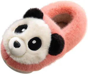 Toddler Panda Slippers Boys Girls Winter Indoor Shoes Cozy Lightweight Memory Foam Rubber Sole House Slippers
