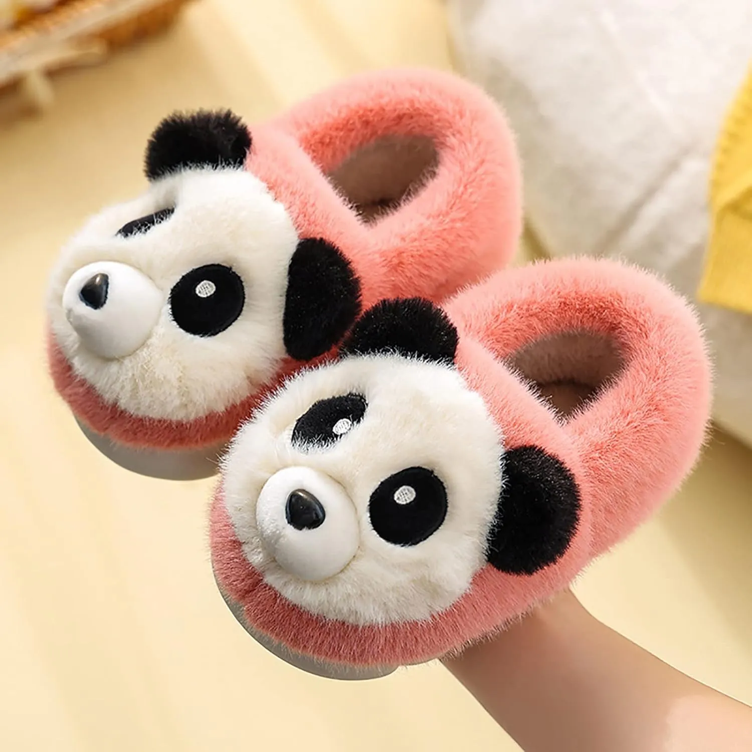 Toddler Panda Slippers Boys Girls Winter Indoor Shoes Cozy Lightweight Memory Foam Rubber Sole House Slippers