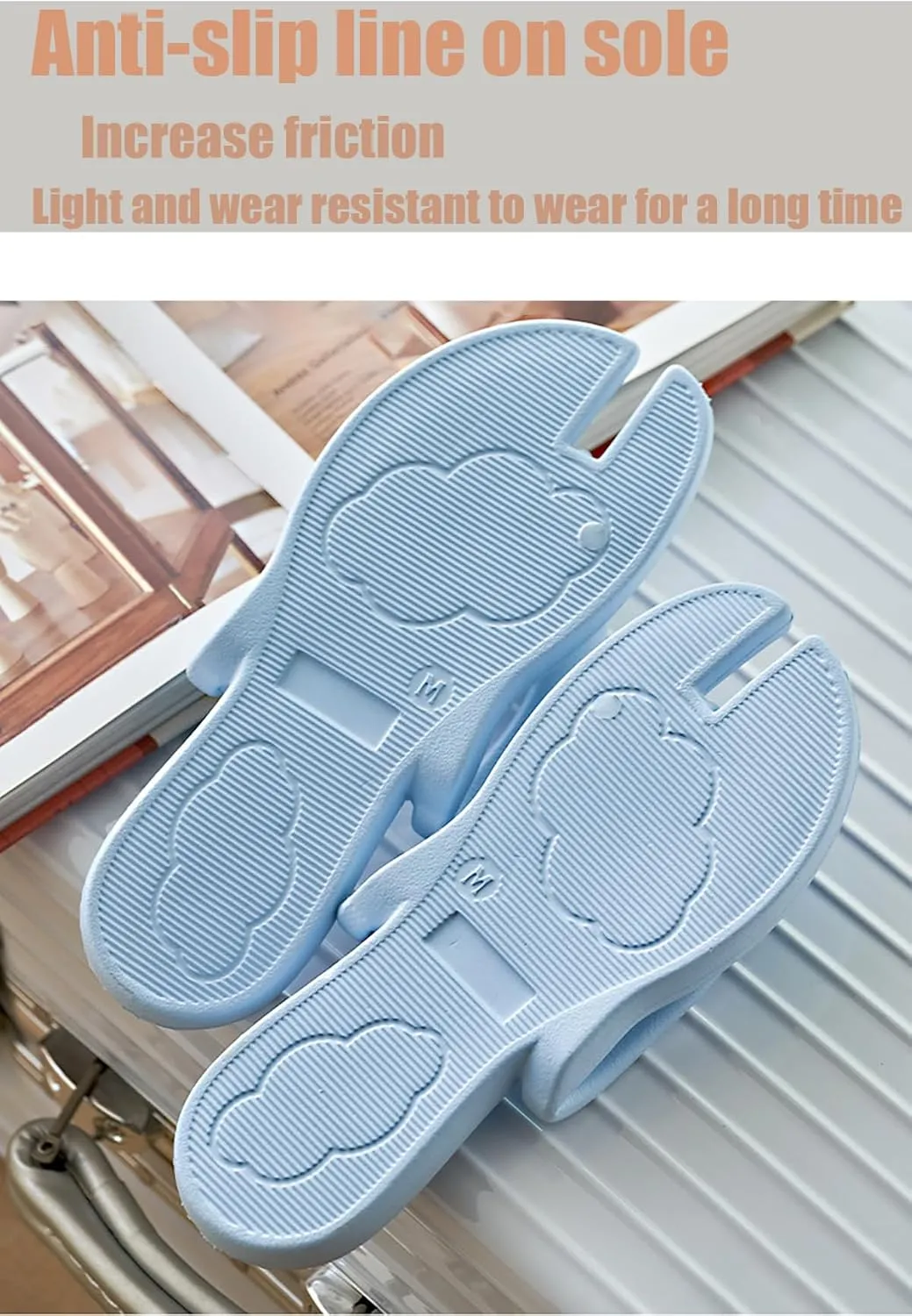 Travel Flip-Flop for Women and Men, Portable Foldable Slippers Soft Comfy Non-Slip Quick Dry House Bathroom Shower Shoes Spa Gym Swimming Sandals Beach