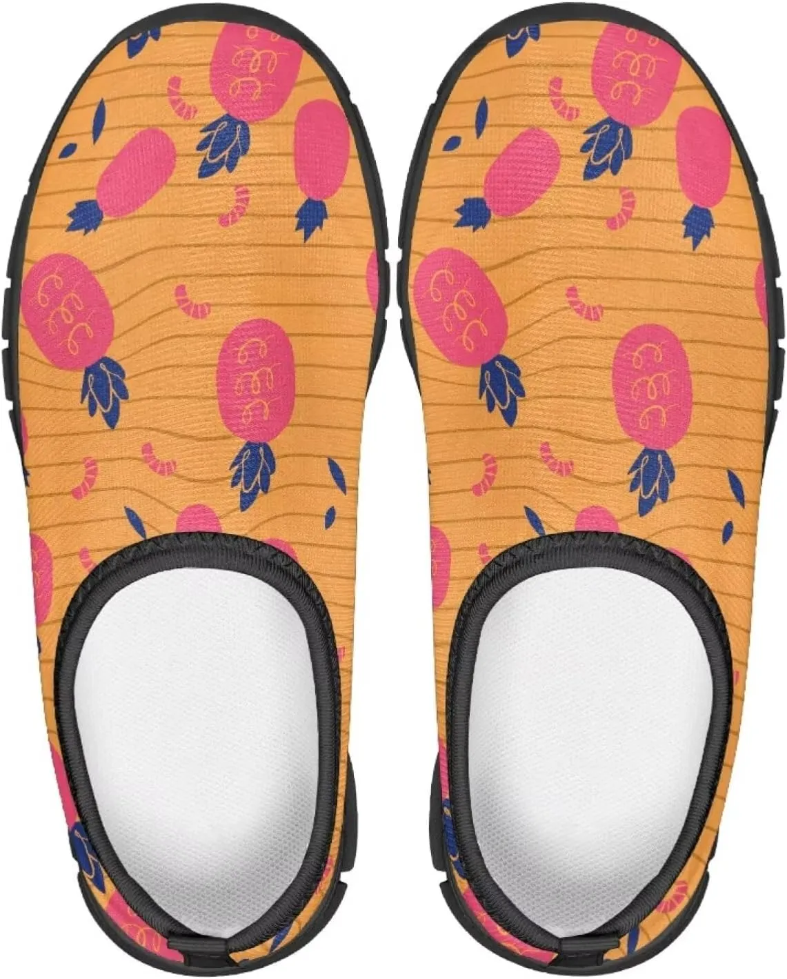Tropical Pineapple Kids Running Shoes Low-Cut Polyester Fabric Sneakers for Boys and Girls Casual Tennis Shoes Breathable Laceless Wide Shoes