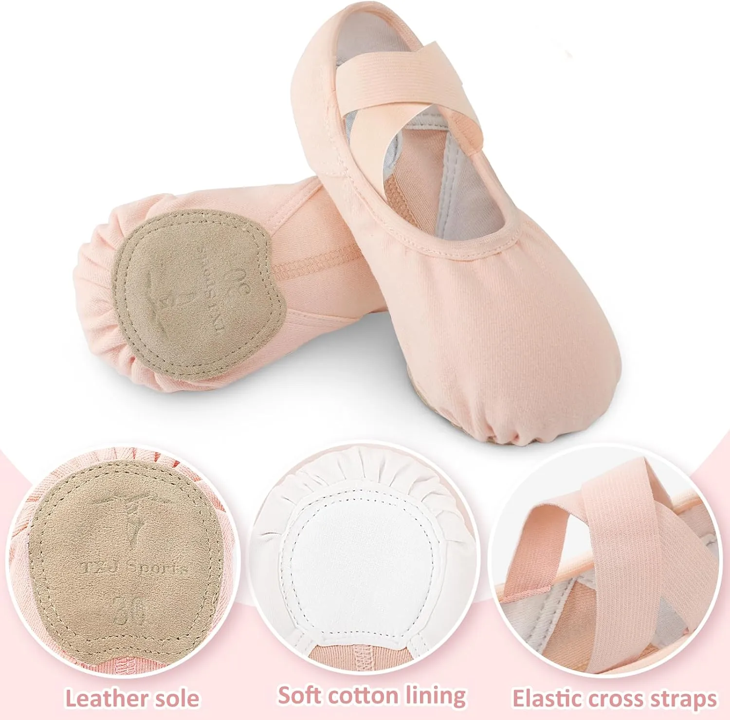 TXJ Sports Ballet Shoes for Girls Highly Stretch Ballet Slippers Split Sole Women Dance Shoes Flats for Yoga Gymnastics Performance