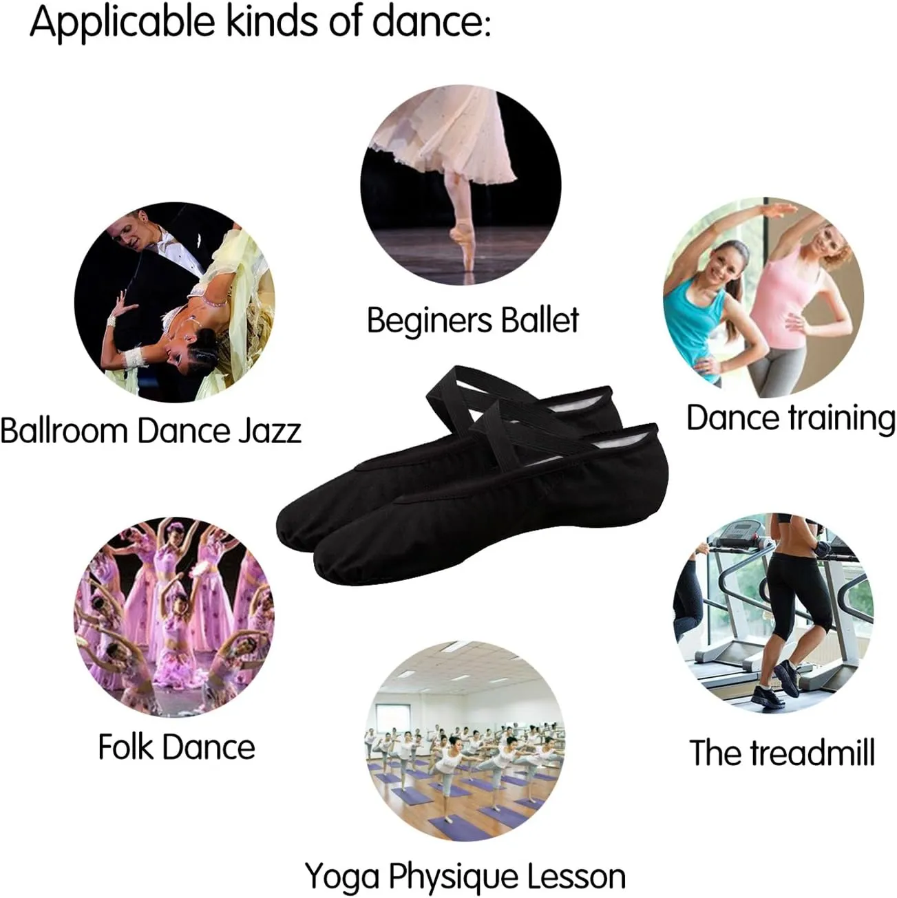 TXJ Sports Ballet Shoes for Women Girls, Women's Ballet Slipper Canvas Dance Shoes Split Sole Yoga Dance Flats