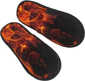 Unisex Cozy Indoor Furry Slipper-Simple And Cool Flame Plush House Slippers Warm Bedroom Shoes