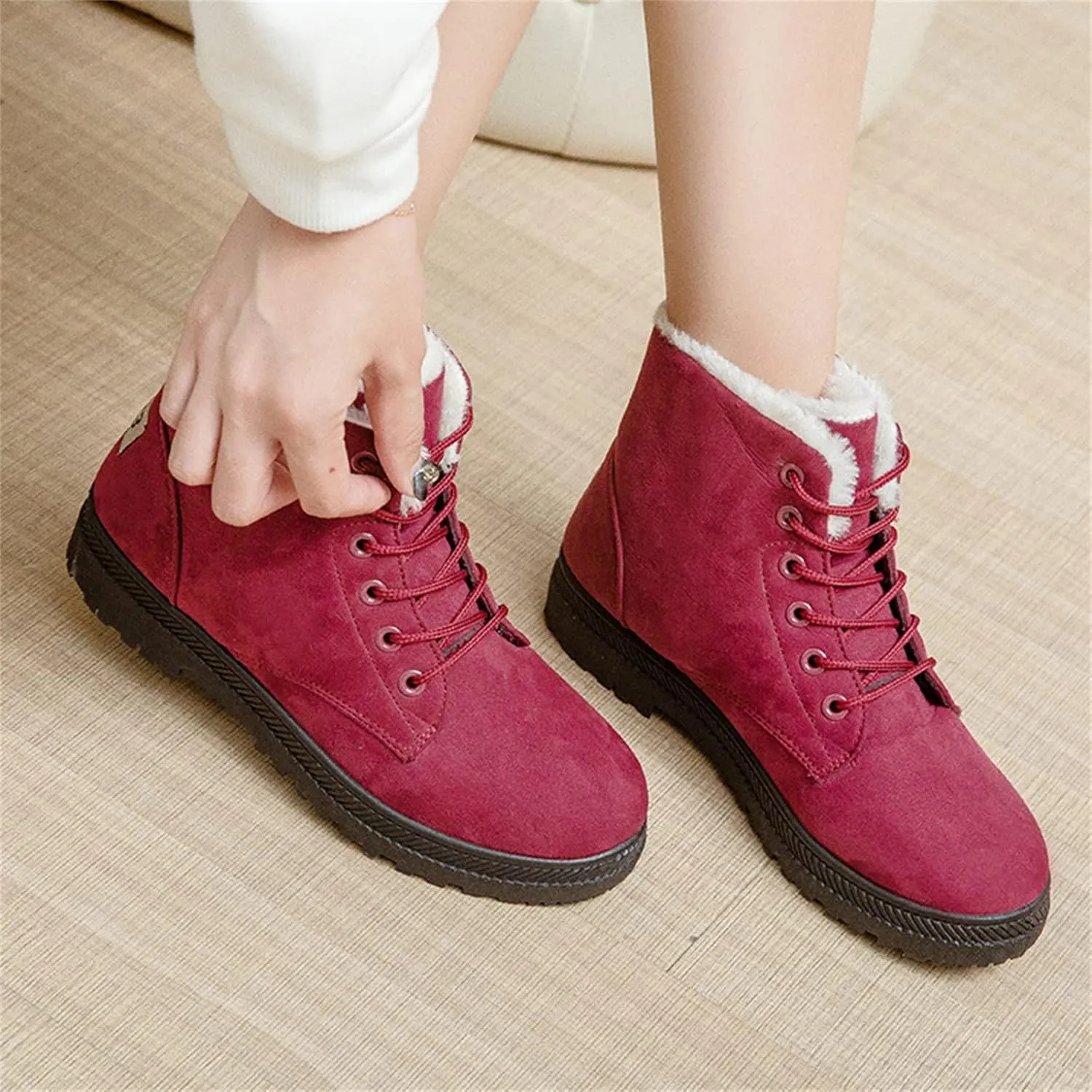 Winter Boots for Women Fleece Snow Warm Ankle Platform Boots Non-slip Boots Cold Resistant Outdoor Shoes