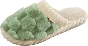 Winter Slippers Woman Memory Foam Fluffy Soft Warm Slip on Slippers Anti-Skid Cozy Plush Slippers for Indoor Outdoor