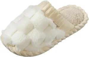 Winter Slippers Woman Memory Foam Fluffy Soft Warm Slip on Slippers Anti-Skid Cozy Plush Slippers for Indoor Outdoor
