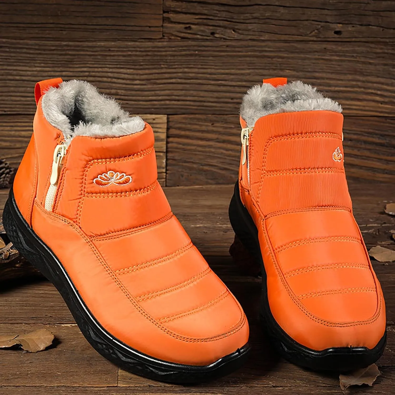Women Snow Boots Waterproof Women's Fleece Lined Snow Boots Womens with Warm Fur Lining Barefoot Shoes Grounded Footwear Hiking Mens Running Shoes Men Snow Booties