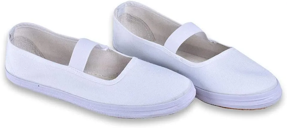 Women White Canvas Nurse Dance Shoes