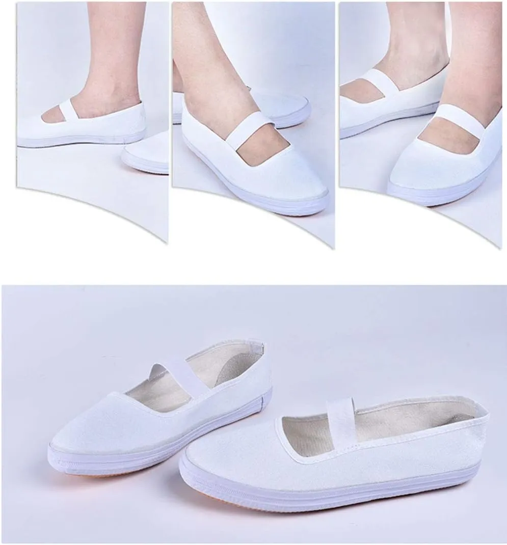 Women White Canvas Nurse Dance Shoes