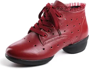 Womens Dance Shoes, Lace-Up Jazz Walking Trainers Outdoor Split Sole Lightweight Breathable Lady Ballroom Footwear