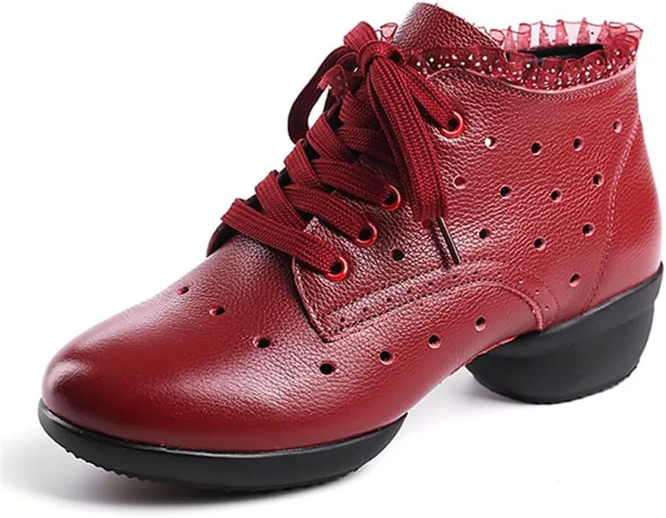 Womens Dance Shoes, Lace-Up Jazz Walking Trainers Outdoor Split Sole Lightweight Breathable Lady Ballroom Footwear