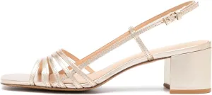 Women's Metallic Heeled Sandals Square Open Toe Gladiator Chunky Block Heels Ankle Strap Sandal for Wedding Party Daily Wear