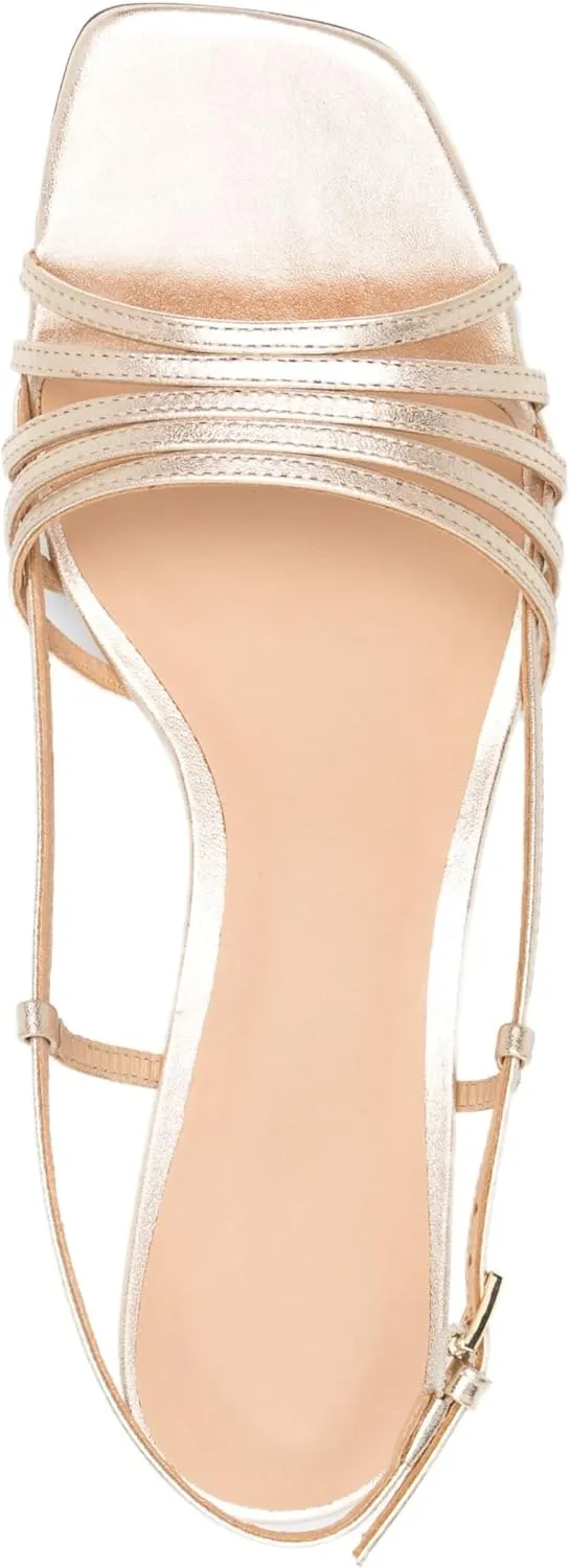 Women's Metallic Heeled Sandals Square Open Toe Gladiator Chunky Block Heels Ankle Strap Sandal for Wedding Party Daily Wear