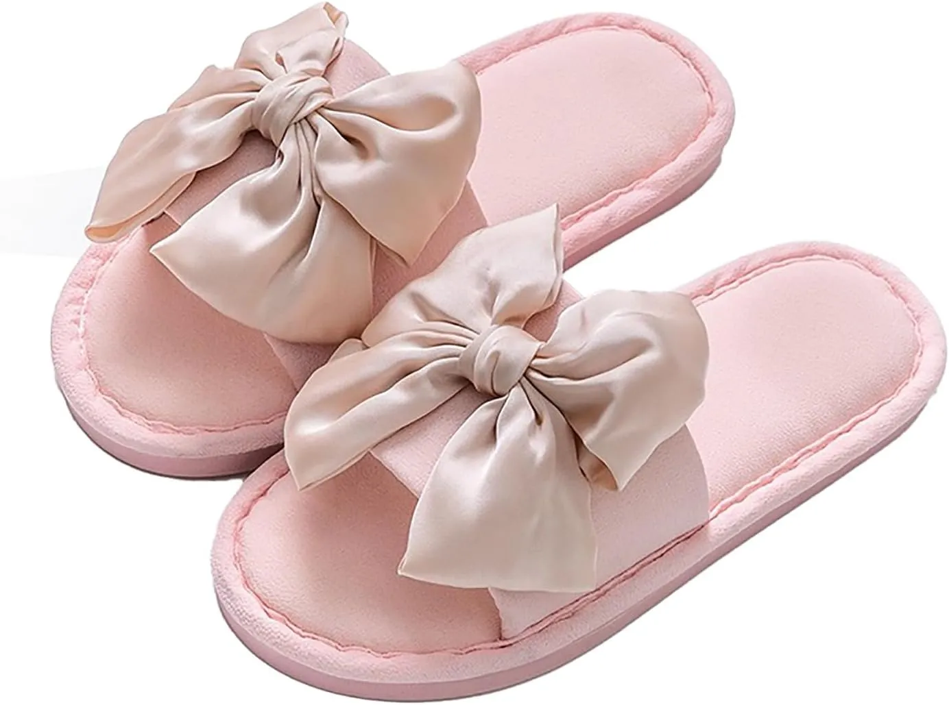 Womens Open Toe Flat Sandals Bow Knot Slides Slip On Flip Flops Ring Toe Strappy Summer Gladiator Flat with Bowknot Ornament for Summer Outdoor Indoor