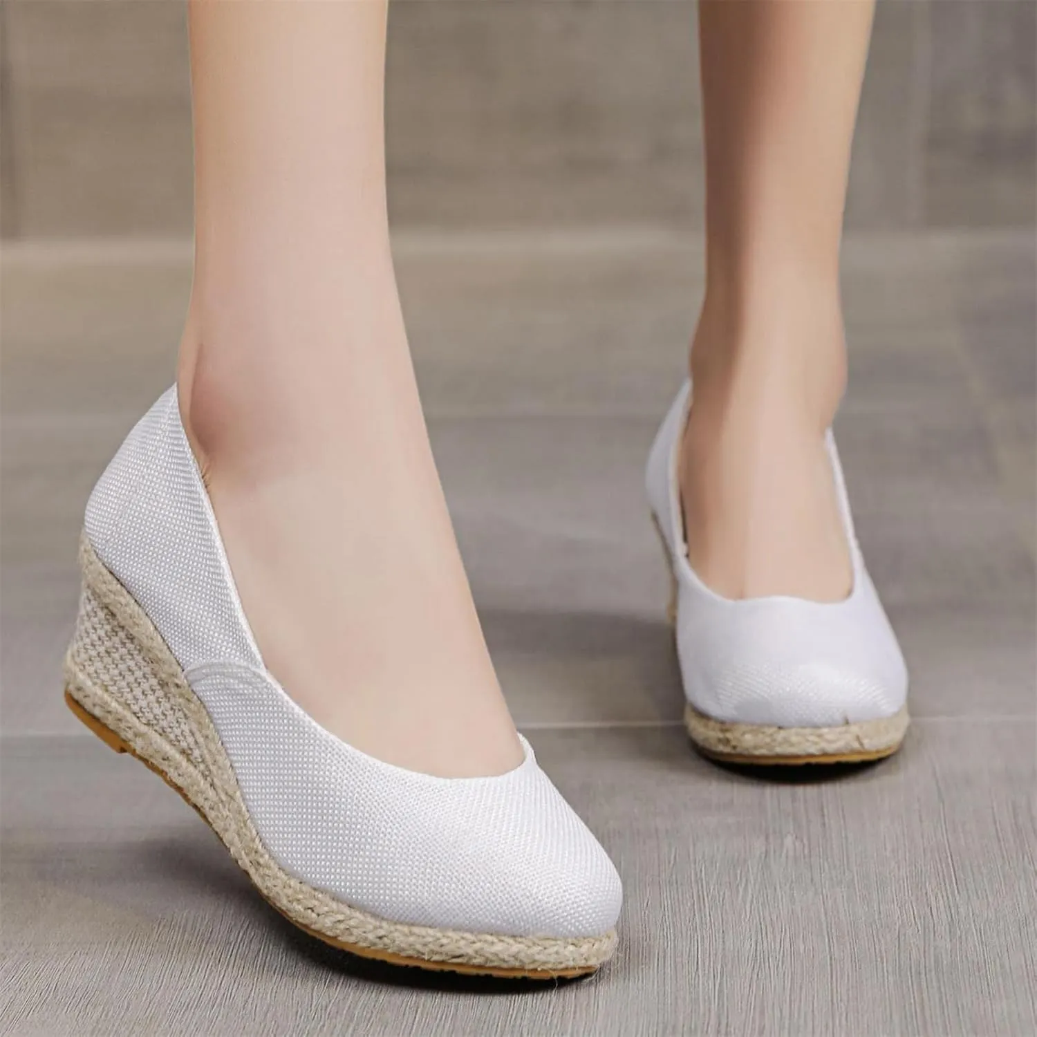 Women's Platform Espadrilles Wedge Sandals Slip On Comfortable Work Sandals Pointed Toe Dressy Casual Shoes for Summer And Daily Wear