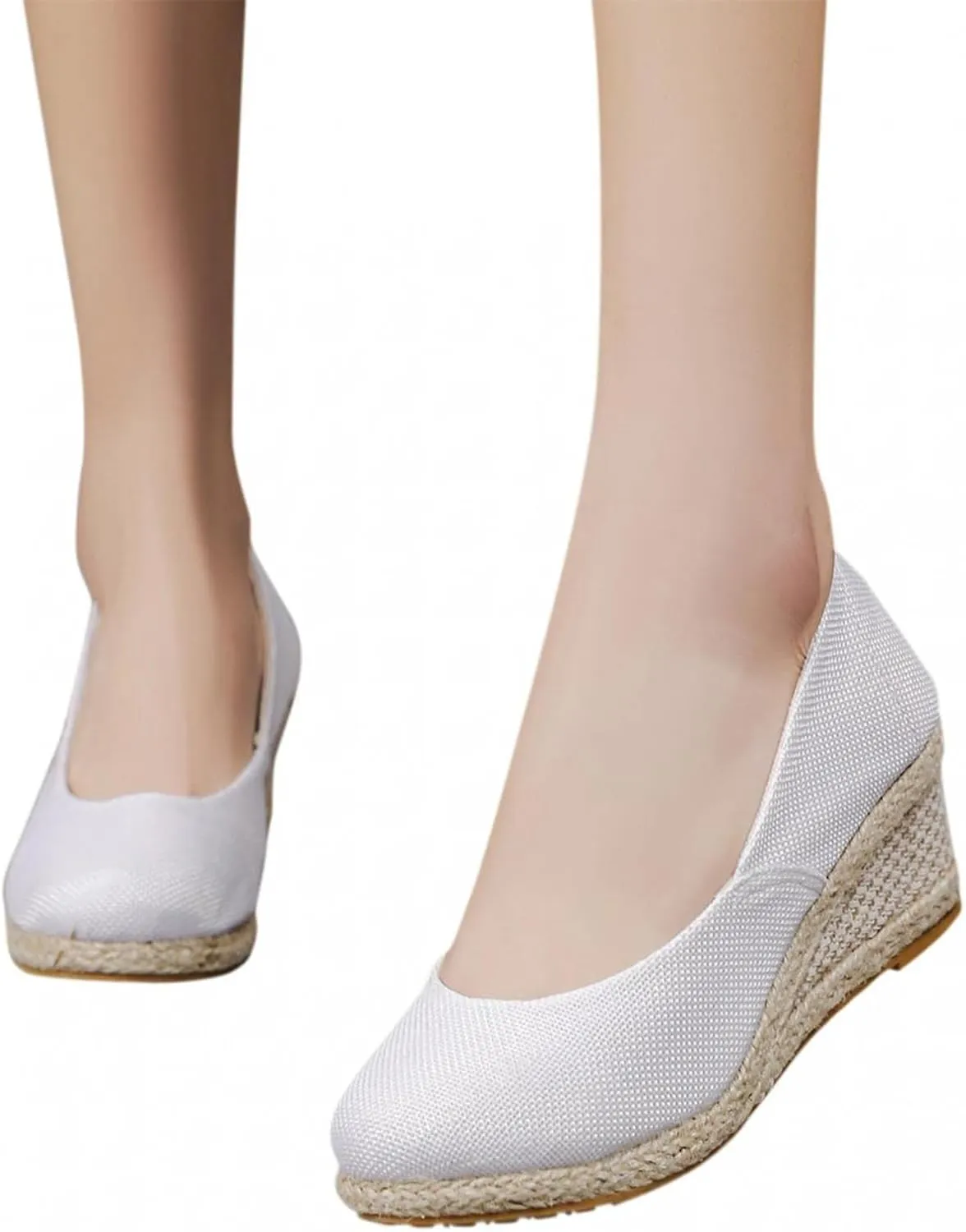 Women's Platform Espadrilles Wedge Sandals Slip On Comfortable Work Sandals Pointed Toe Dressy Casual Shoes for Summer And Daily Wear