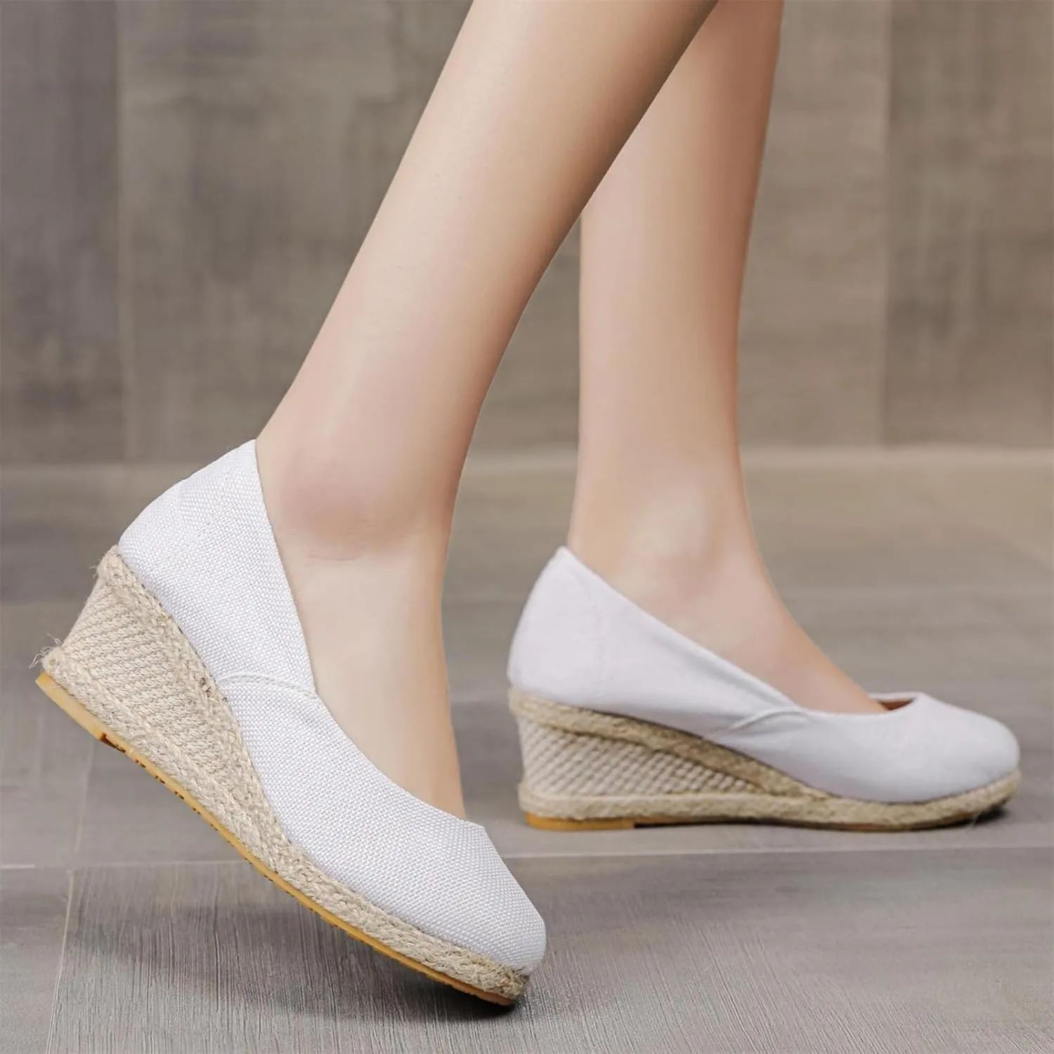 Women's Platform Espadrilles Wedge Sandals Slip On Comfortable Work Sandals Pointed Toe Dressy Casual Shoes for Summer And Daily Wear