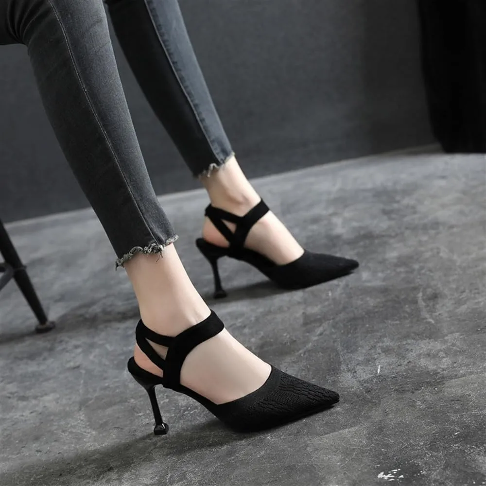 Womens Sandals High Heels Pointed Toe Stiletto Hollow High Heels Ankle Strap Heels for Women Party Wedding Daily Wear