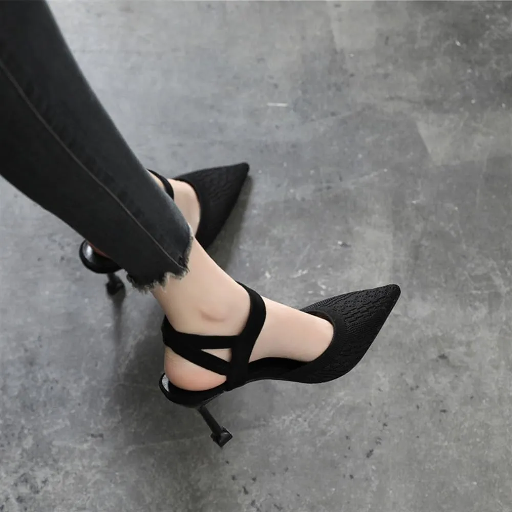 Womens Sandals High Heels Pointed Toe Stiletto Hollow High Heels Ankle Strap Heels for Women Party Wedding Daily Wear