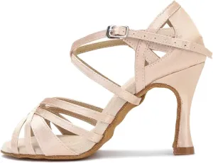 Women's Silk Satin Rehearsal Sneakers - Reinforced Heels for Studio Practice Sessions (8CM/3.15")