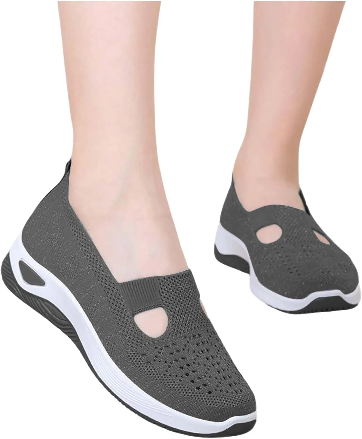Women's Slip on Sneakers Shoes Woven Orthopedic Walking Shoes Women Mesh Breathable Casual Tennis Shoes Women Shoes Sneakers Steel Toe Tennis Shoe White Loafers