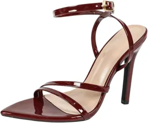 Womens Strappy Heels Pointed Open Toe Heeled Sandals Ankle Buckle Strap Party Dress Shoes Daily Wear