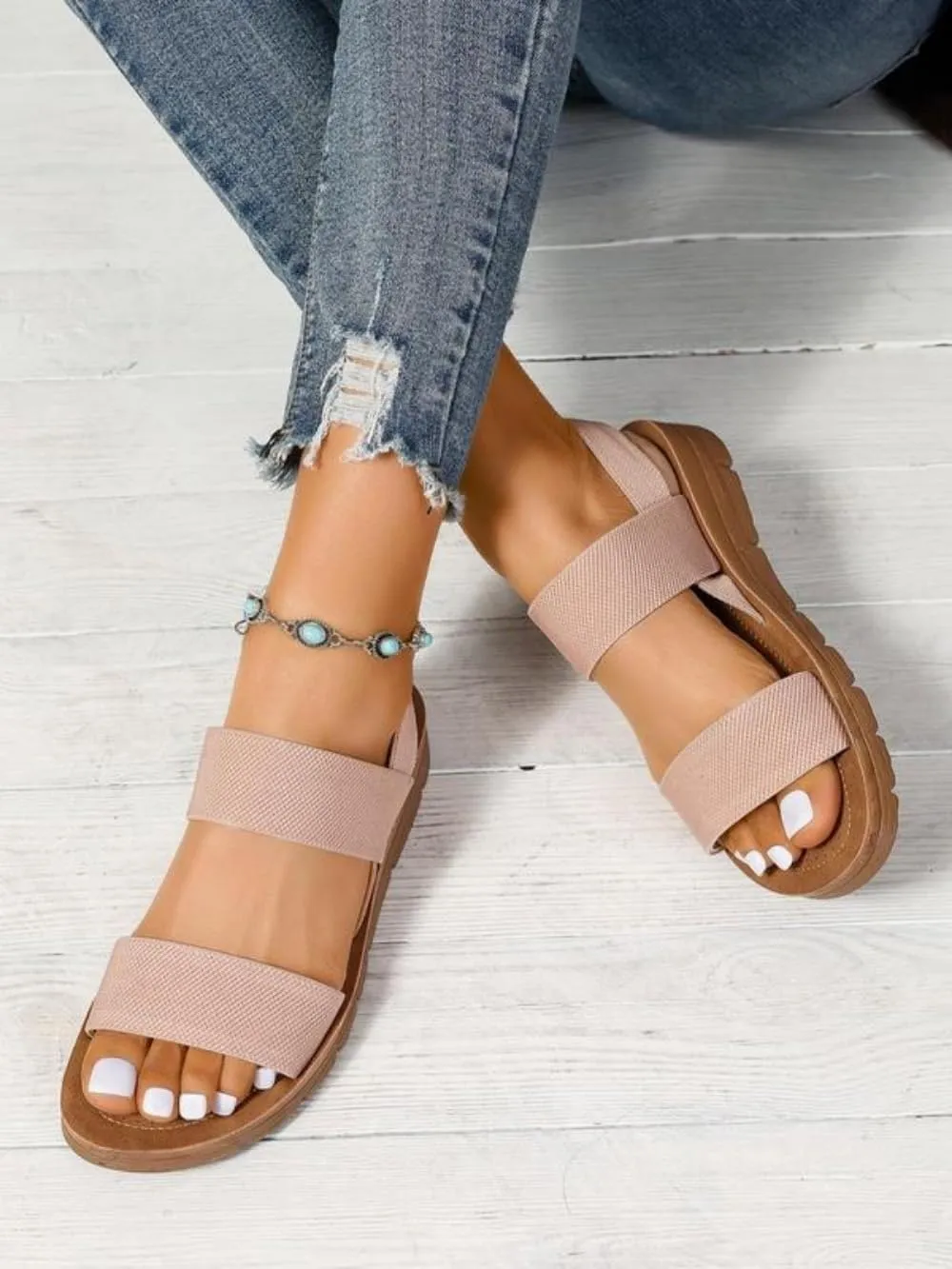 Women's Summer 2025 Fashion Slingback Sandals for Women Casual Comfort Sandals for Outdoor Beach Parties Girl's Simple Walking Shoes Back To School Sandalias Para Mujer Vacation Outfits