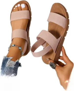 Women's Summer 2025 Fashion Slingback Sandals for Women Casual Comfort Sandals for Outdoor Beach Parties Girl's Simple Walking Shoes Back To School Sandalias Para Mujer Vacation Outfits