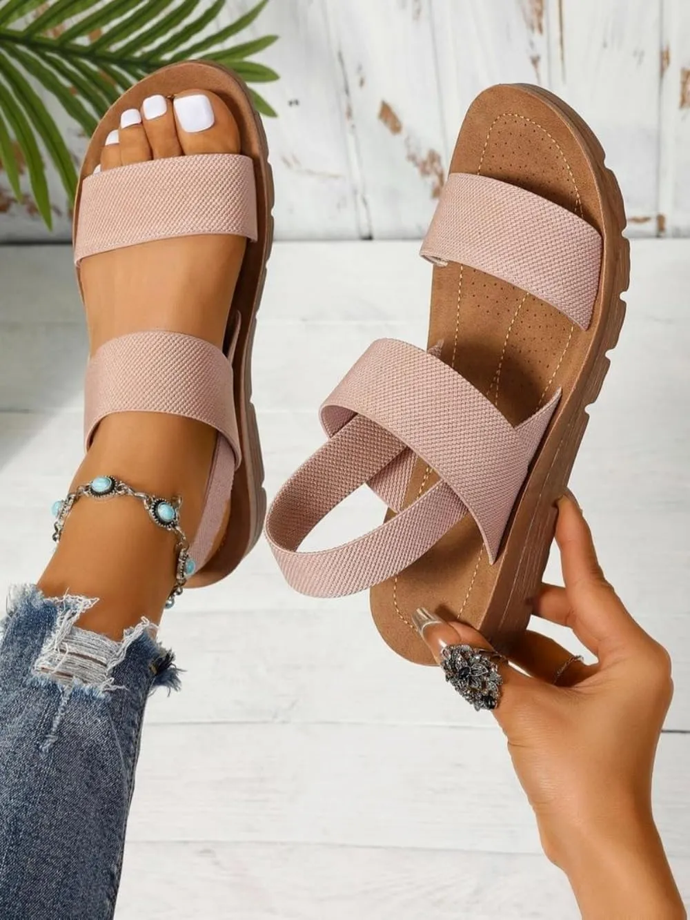 Women's Summer 2025 Fashion Slingback Sandals for Women Casual Comfort Sandals for Outdoor Beach Parties Girl's Simple Walking Shoes Back To School Sandalias Para Mujer Vacation Outfits