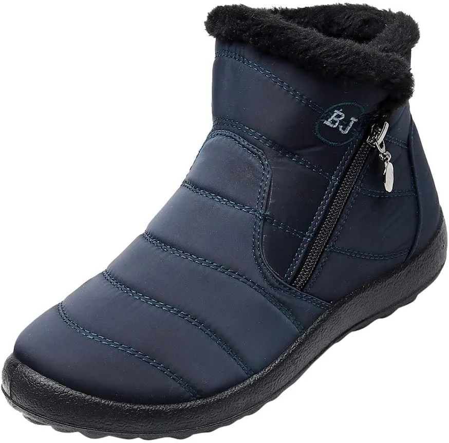 Womens Winter Wide Toe Box Plush Lined Snow Boots Waterproof Non-Slip Ankle Booties