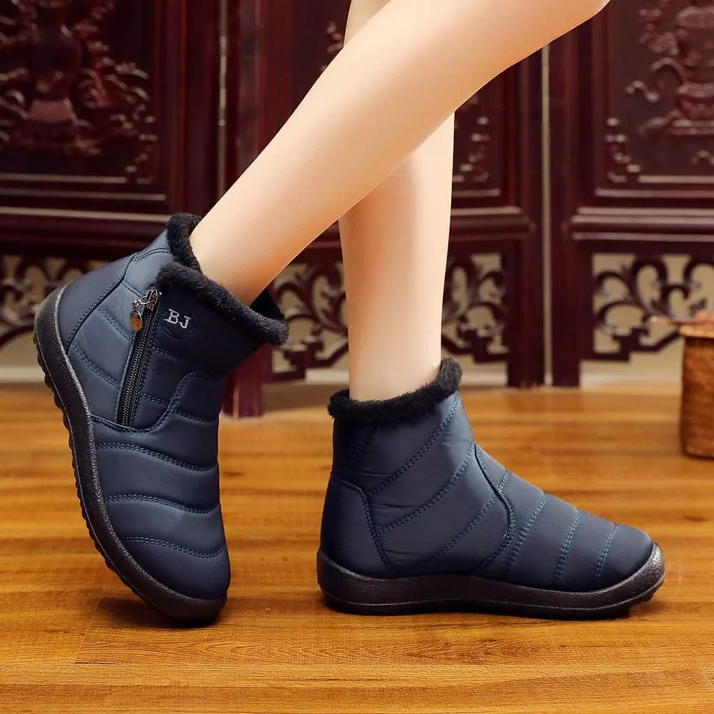 Womens Winter Wide Toe Box Plush Lined Snow Boots Waterproof Non-Slip Ankle Booties