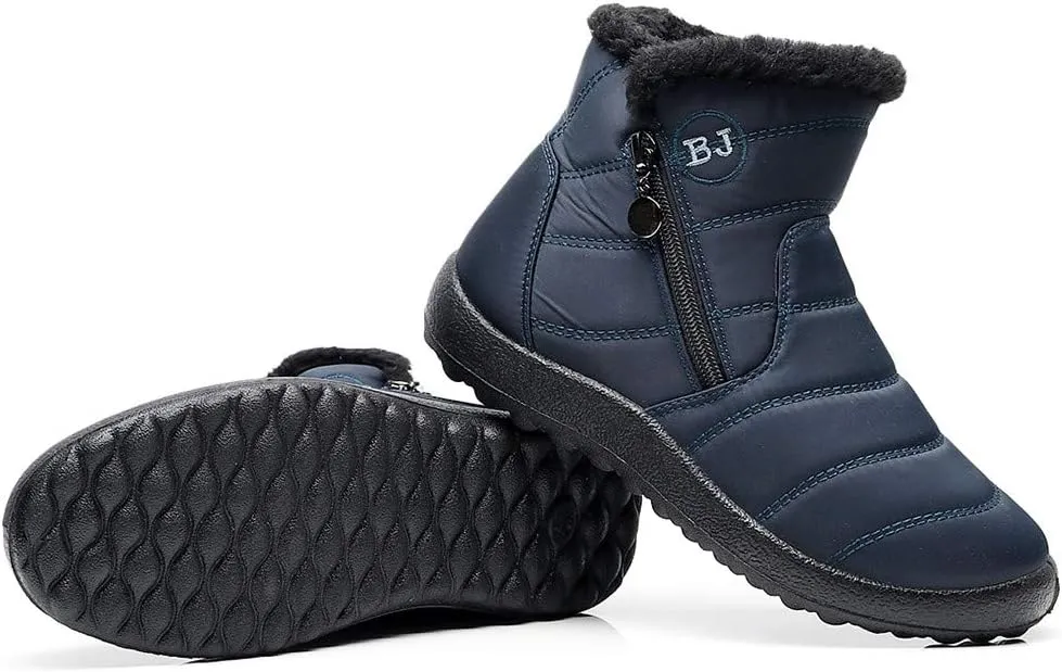 Womens Winter Wide Toe Box Plush Lined Snow Boots Waterproof Non-Slip Ankle Booties