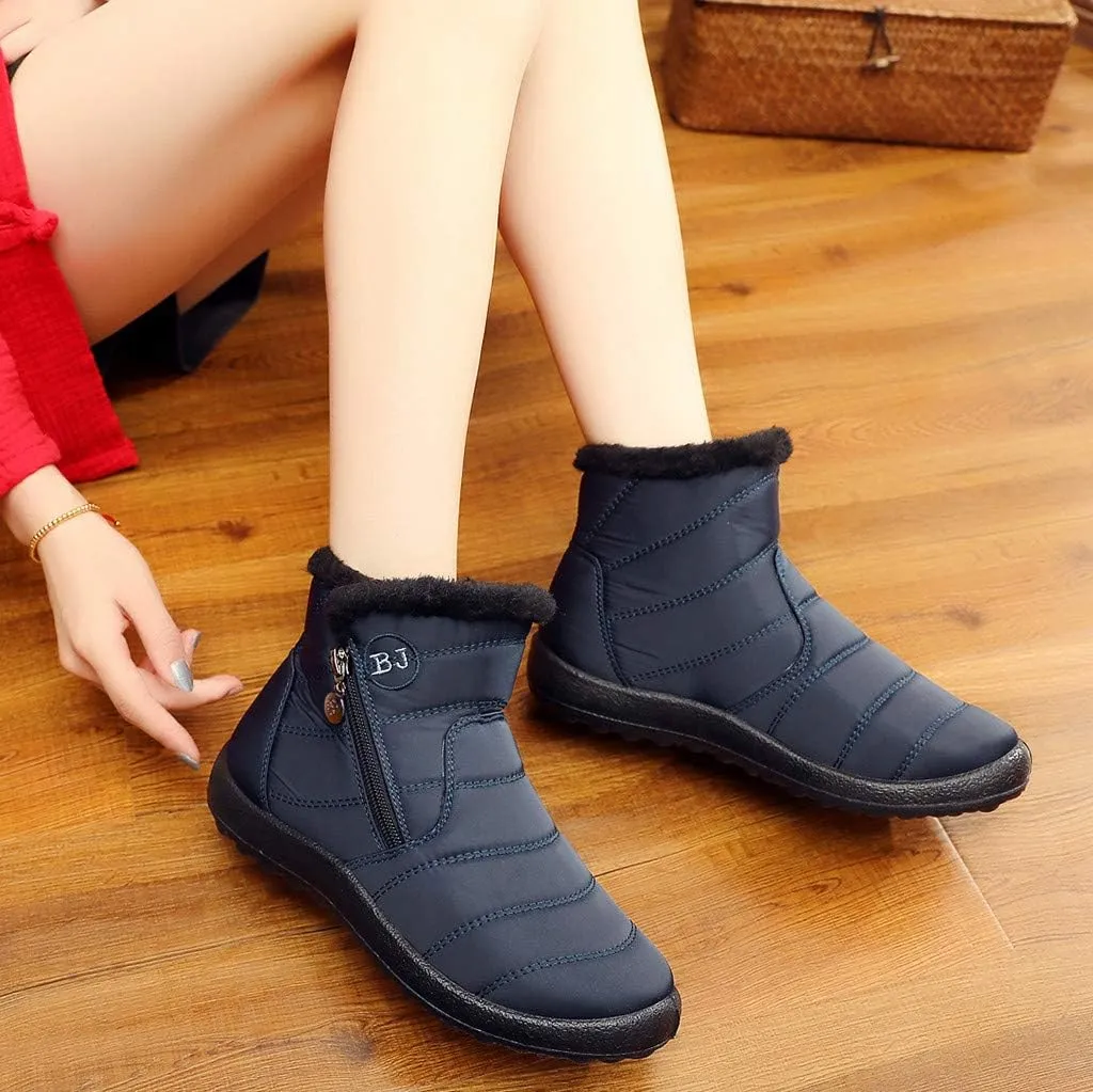 Womens Winter Wide Toe Box Plush Lined Snow Boots Waterproof Non-Slip Ankle Booties