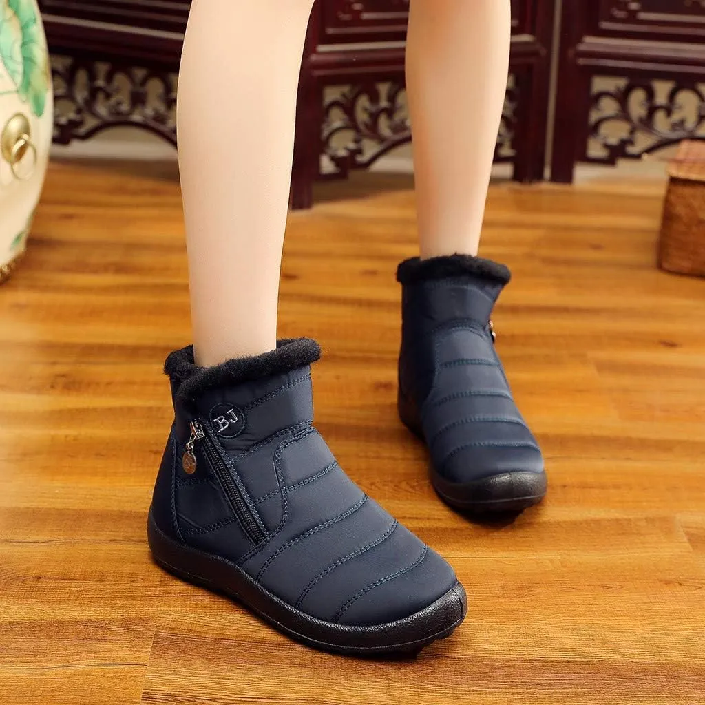 Womens Winter Wide Toe Box Plush Lined Snow Boots Waterproof Non-Slip Ankle Booties