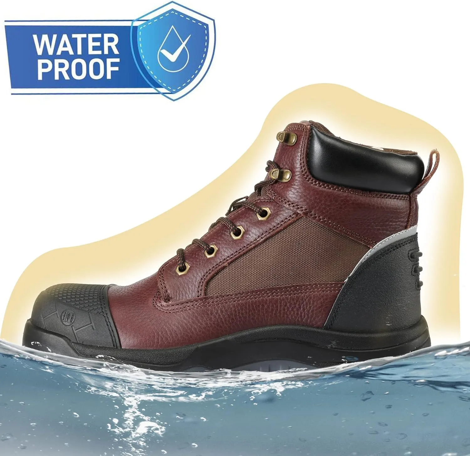 Work Boots for Men, 6" Composite Toe Waterproof Mens Work Boots, Non-Slip Puncture-Proof Safety Anti-Static Working Shoes 81N03