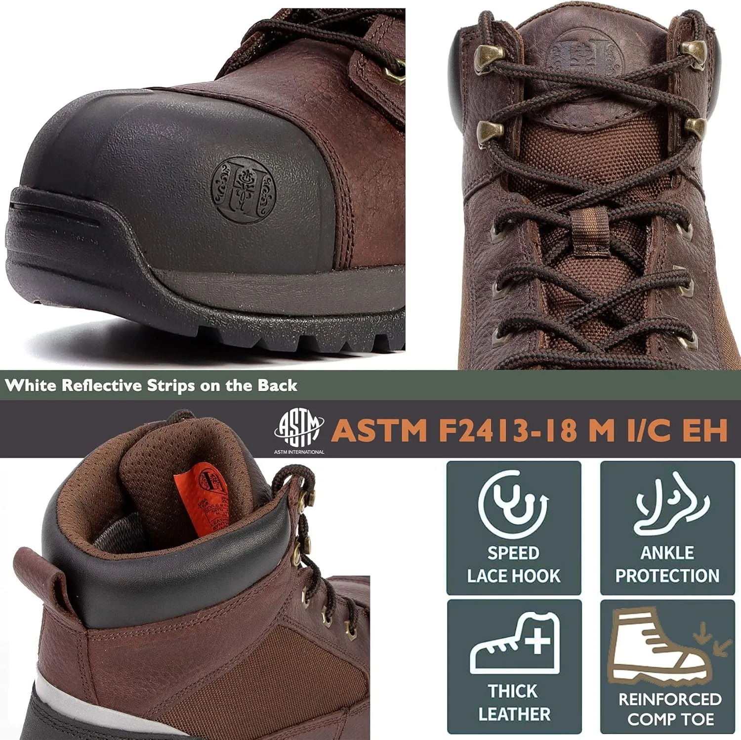 Work Boots for Men, 6" Composite Toe Waterproof Mens Work Boots, Non-Slip Puncture-Proof Safety Anti-Static Working Shoes 81N03