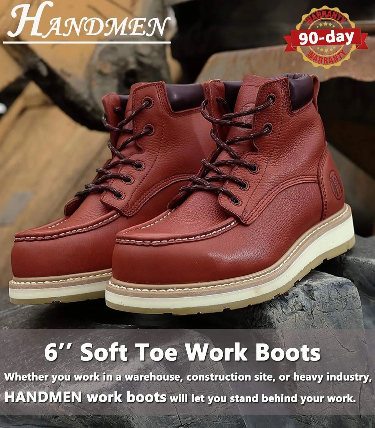 Work Boots for Men - 6" Composite/Soft Toe Mens Work Boots, Non-Slip Water Resistant EH Construction Work Shoes