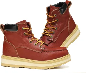 Work Boots for Men, 6" Soft/Composite Toe Slip Resistant Puncture-proof EH Moc Toe Men's Work Boots