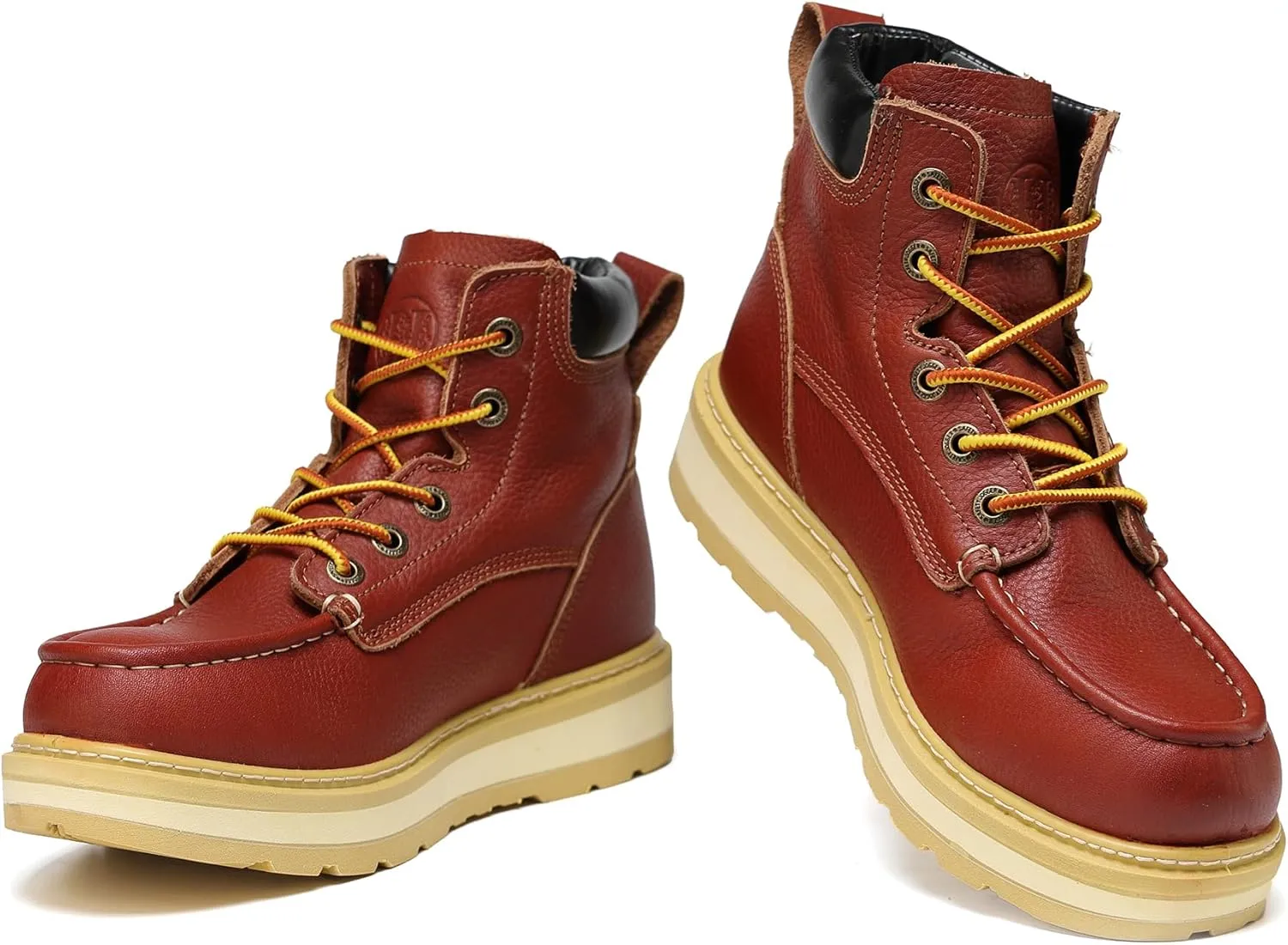 Work Boots for Men, 6" Soft/Composite Toe Slip Resistant Puncture-proof EH Moc Toe Men's Work Boots
