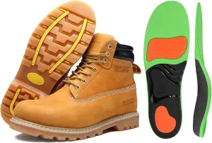 Work Boots for Men Soft Toe Goodyear Welt Construction Shoes 10.5, High Arch Support Orthotic Insoles Work Boots Shoes Inserts for Men and Women L