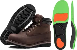 Work Boots for Men Soft Toe Goodyear Welt Construction Shoes 11, High Arch Support Orthotic Insoles Work Boots Shoes Inserts for Men and Women XL